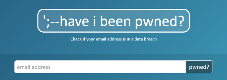 Have I been Pwned - img 1 - shows entering an email address to test for a data breach.