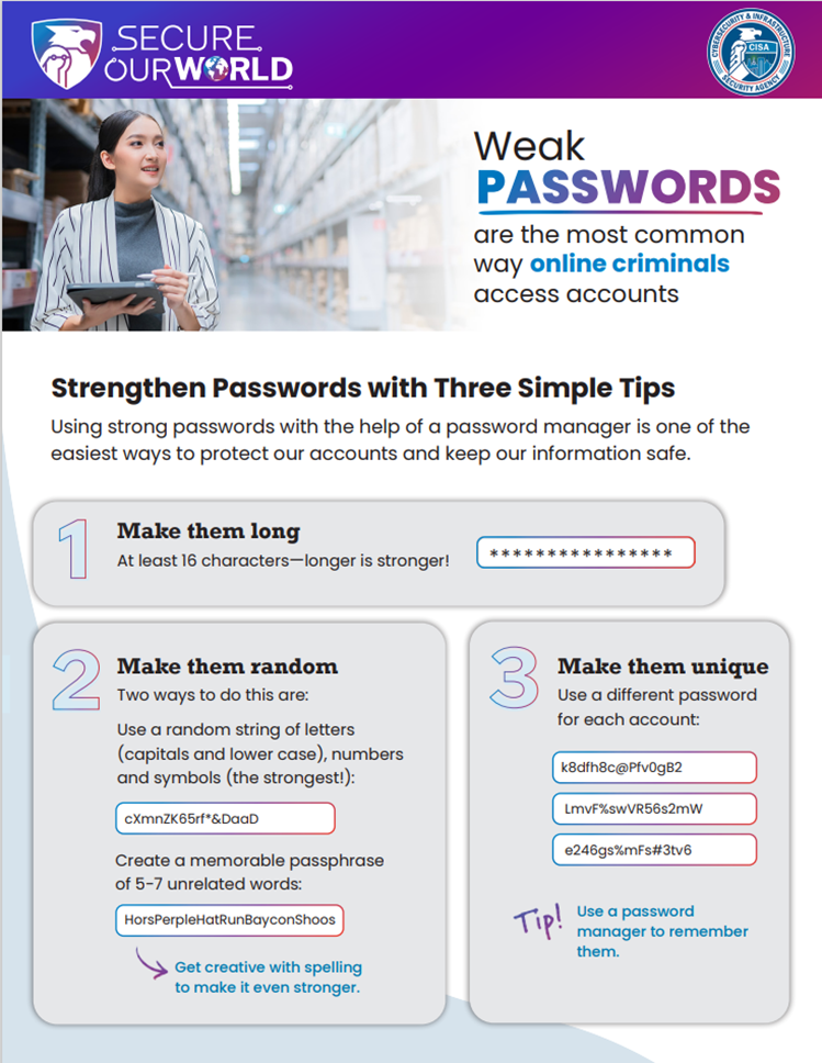 CISA Weak Passwords document - img 1